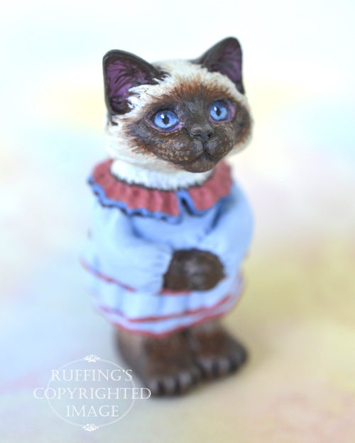 Aunt Helen, miniature Ragdoll cat art doll, handmade original, one-of-a-kind cat by artist Max Bailey