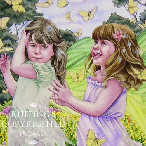 Fairies and Butterflies watercolor art by Elizabeth Ruffing