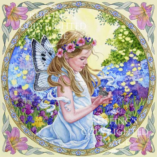The Fairy and The Dove, watercolor painting by Elizabeth Ruffing