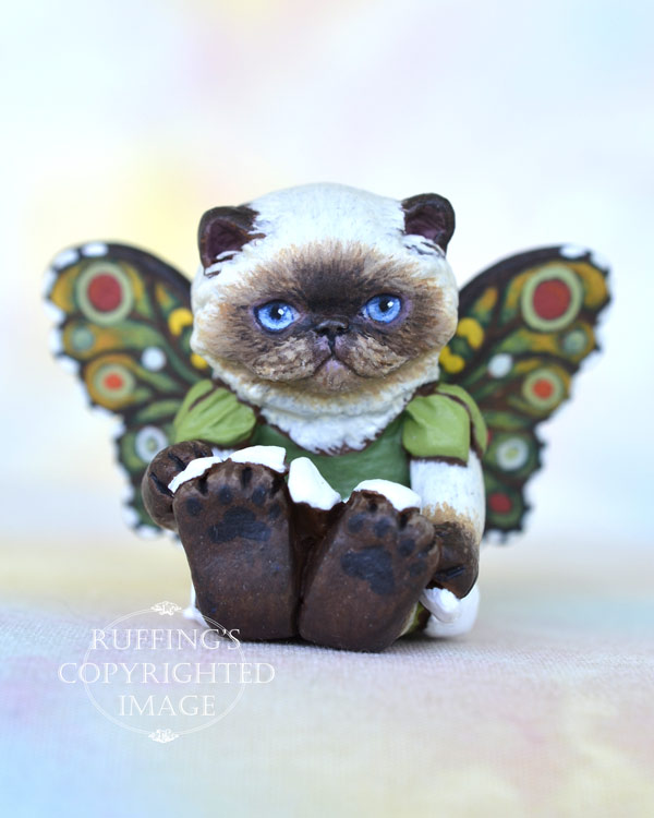 Fern, miniature Himalayan cat art doll, handmade original, one-of-a-kind kitten by artist Max Bailey