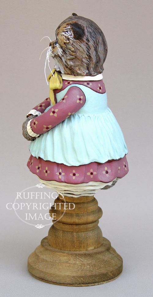 Fluffy, Original One-of-a-kind Persian Tabby Kitten Folk Art Doll Figurine by Max Bailey