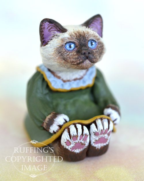 Francesca, miniature Birman cat art doll, handmade original, one-of-a-kind kitten by artist Max Bailey