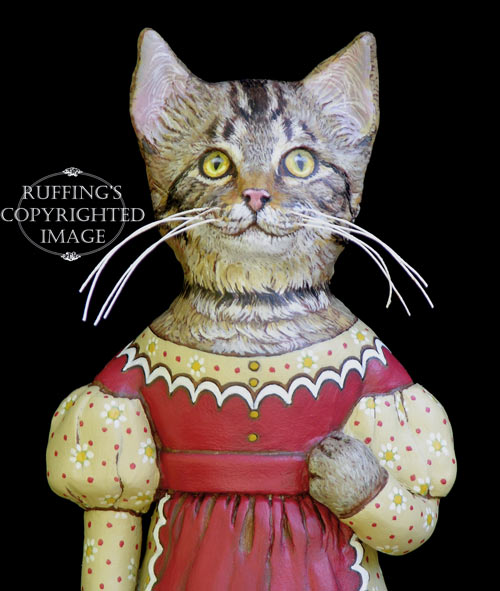 Frannie, Original One-of-a-kind Tabby Cat Folk Art Doll Figurine by Max Bailey