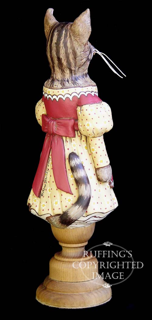 Frannie, Original One-of-a-kind Tabby Cat with a Balloon Folk Art Doll Figurine by Max Bailey