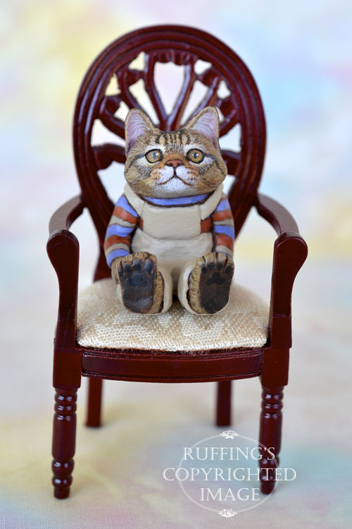 Freddie, Original One of a kind Dollhouse sized Tabby Maine Coon Cat