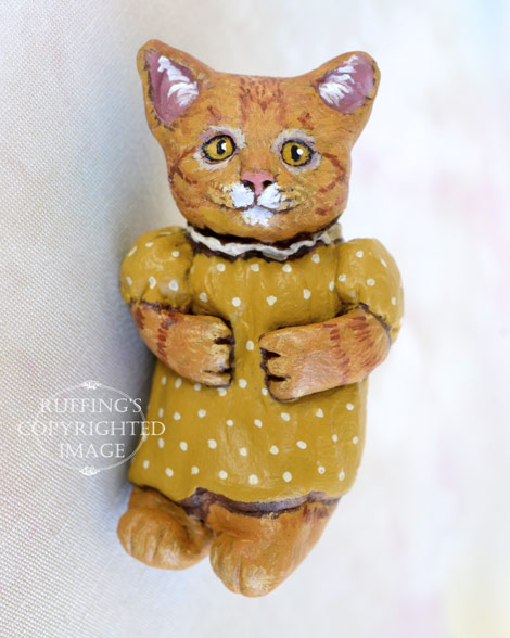 Gracie and Georgia, Original One-of-a-kind Ginger Tabby Cat and Kitten Art Dolls by Max Bailey