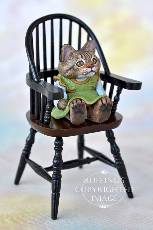 Gina, Original One of a kind Dollhouse sized Tabby Maine Coon Cat by