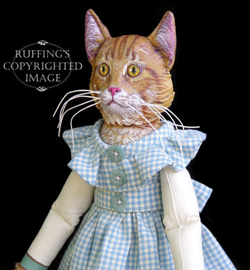 Ginger and George, Original One-of-a-kind Folk Art Tabby Cat Doll with Alligator by Max Bailey