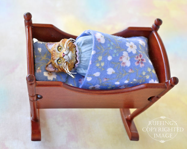Ginnie, Original One-of-a-kind Dollhouse-sized Ginger Tabby Kitten Art Doll by Max Bailey