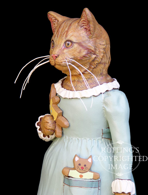 Ginnie, Original One-of-a-kind Ginger Tabby Cat Folk Art Doll Figurine by Max Bailey