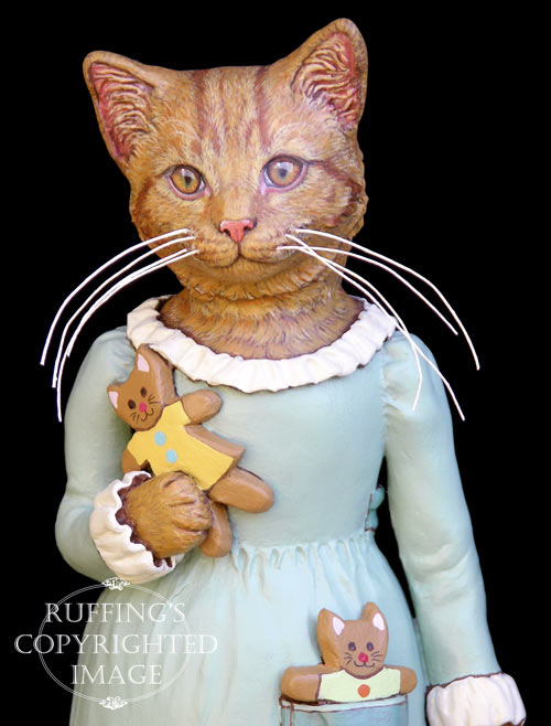 Ginnie, Original One-of-a-kind Ginger Tabby Folk Art Doll Figurine by Max Bailey