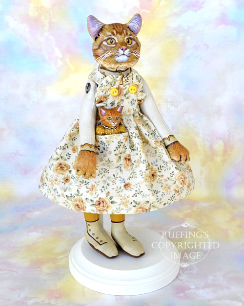 Gracie and Georgia, Original One-of-a-kind Ginger Tabby Cat and Kitten Art Dolls by Max Bailey