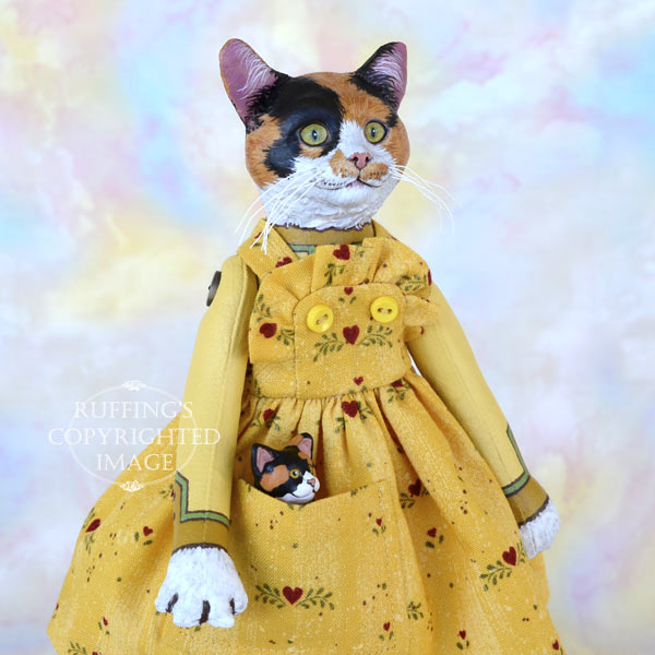 Haley and Boo, Original One-of-a-kind Calico Cat and Kitten Art Dolls by Max Bailey