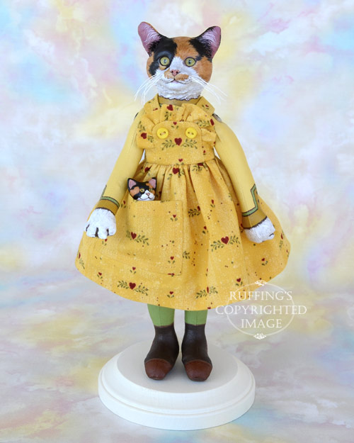 Haley and Boo, Original One-of-a-kind Calico Cat and Kitten Art Dolls by Max Bailey