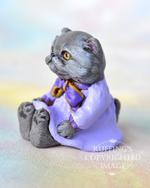 Heather, Original One of a kind Dollhouse sized Blue Persian Cat by