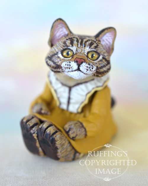 Harold and Hildie, miniature tabby Maine Coon cat art dolls, handmade original, one-of-a-kind kittens by artist Max Bailey