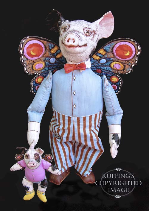 Horatio and Hannah, Original One-of-a-kind Folk Art Pig Dolls by Max Bailey