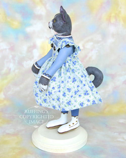 Ida, Original One-of-a-kind Gray-and-white Cat Art Doll by Max Bailey
