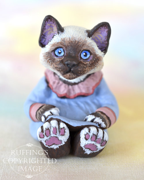 India, miniature Birman cat art doll, handmade original, one-of-a-kind kitten by artist Max Bailey