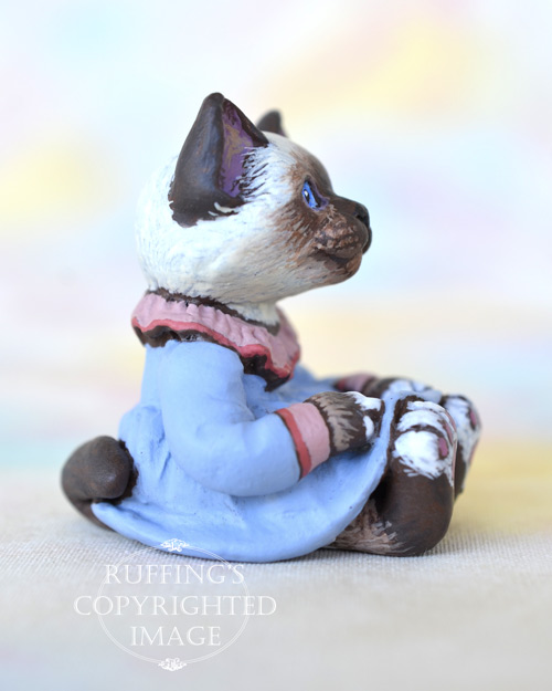 India, miniature Birman cat art doll, handmade original, one-of-a-kind kitten by artist Max Bailey
