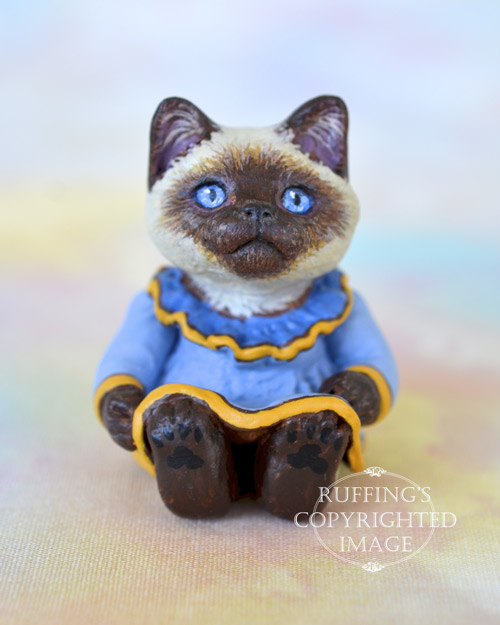 Brenda, Original One-of-a-kind Dollhouse-sized American Shorthair kitten art doll by Max Bailey