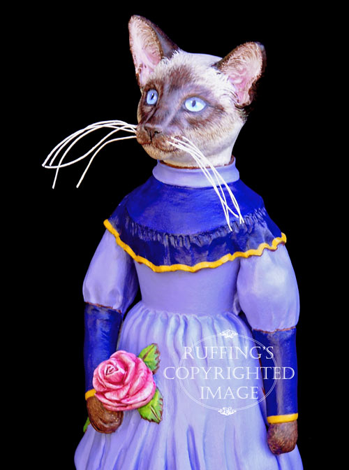 Isadora, Original One-of-a-kind Siamese Cat Folk Art Doll Figurine by Max Bailey