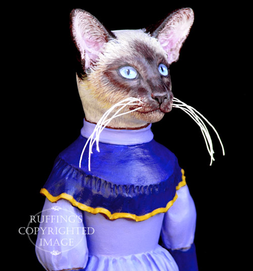 Isadora, Original One-of-a-kind Siamese Cat Folk Art Doll Figurine by Max Bailey