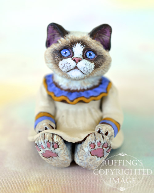 Ivy, miniature Ragdoll cat art doll, handmade original, one-of-a-kind kitten by artist Max Bailey