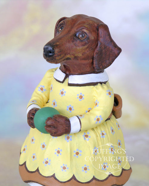 Janie, Original One-of-a-kind Dachshund Folk Art Dog Doll Figurine by Max Bailey