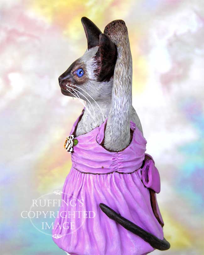 Jazzie the Siamese Ballerina, Original One-of-a-kind Folk Art Cat Doll Figurine by Max Bailey