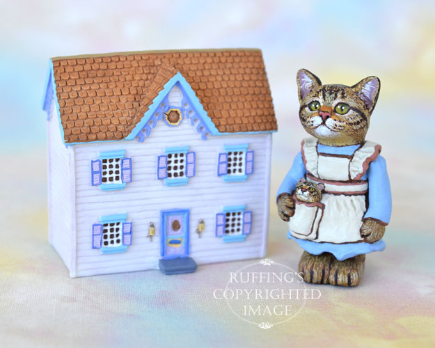 Jennifer, miniature tabby cat art doll, handmade original, one-of-a-kind kitten by artist Max Bailey