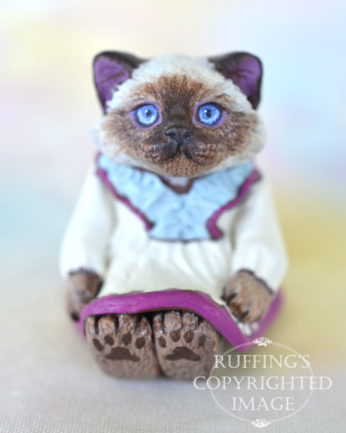 SJuliette, miniature Ragdoll cat art doll, handmade original, one-of-a-kind kitten by artist Max Bailey