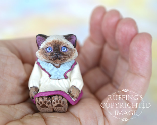 Juliette, miniature Ragdoll cat art doll, handmade original, one-of-a-kind kitten by artist Max Bailey