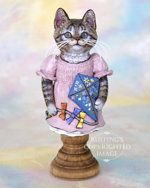 Katie the Tabby Kitten, Original One-of-a-kind Folk Art Doll Figurine by Max Bailey