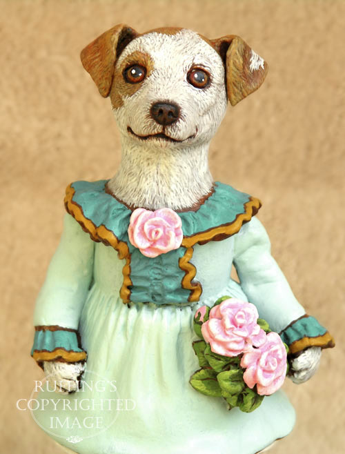 Kelly the Jack Russell Terrier, Original One-of-a-kind Folk Art Dog Doll Figurine by Max Bailey