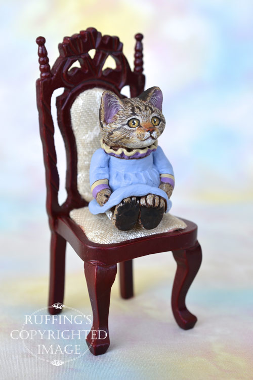 Kimberly, miniature tabby cat art doll, handmade original, one-of-a-kind kitten by artist Max Bailey