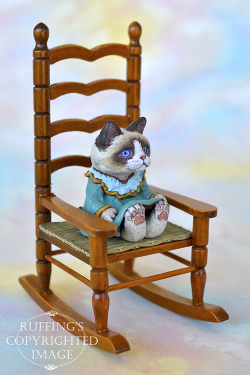 Kimmie, miniature Ragdoll cat art doll, handmade original, one-of-a-kind kitten by artist Max Bailey