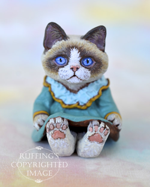 Kimmie, miniature Ragdoll cat art doll, handmade original, one-of-a-kind kitten by artist Max Bailey