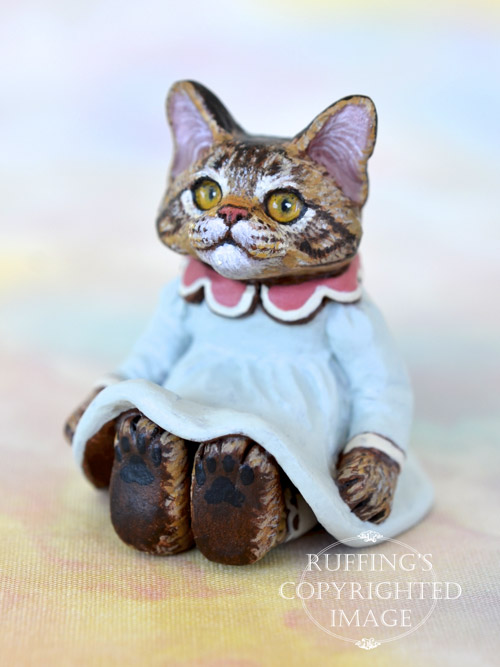 Lauren, miniature Maine Coon cat art doll, handmade original, one-of-a-kind kitten by artist Max Bailey