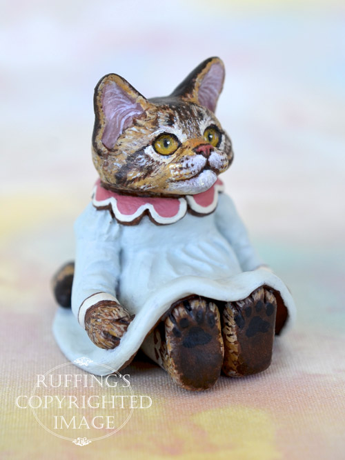 Lauren, miniature Maine Coon cat art doll, handmade original, one-of-a-kind kitten by artist Max Bailey