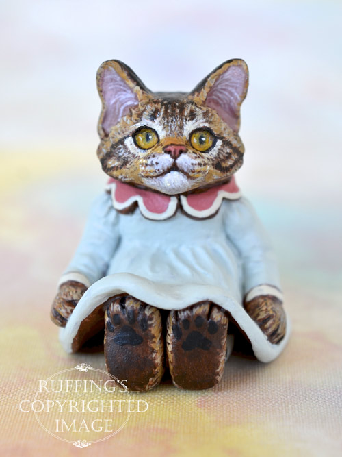 Lauren, miniature Maine Coon cat art doll, handmade original, one-of-a-kind kitten by artist Max Bailey