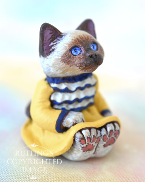 Laurie, miniature Ragdoll cat art doll, handmade original, one-of-a-kind kitten by artist Max Bailey