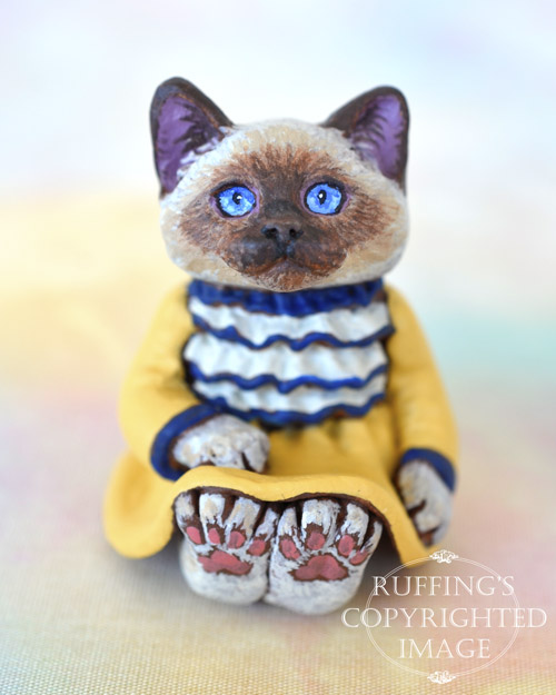 Laurie, miniature Ragdoll cat art doll, handmade original, one-of-a-kind kitten by artist Max Bailey