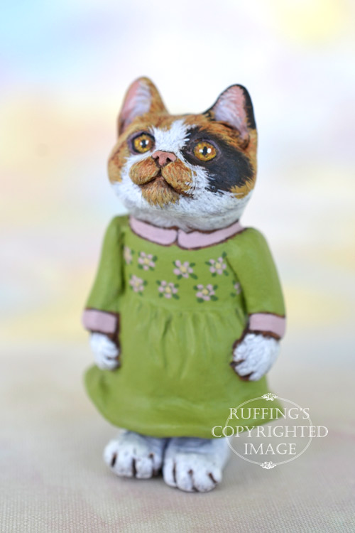 Libby, Original One-of-a-kind Dollhouse-sized Calico Kitten Art Doll by Max Bailey