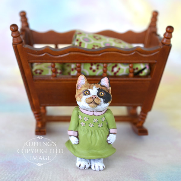 Libby, Original One-of-a-kind Dollhouse-sized Calico Kitten Art Doll by Max Bailey