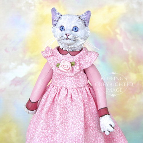 Lillie, Original One-of-a-kind White Cat Art Doll by Max Bailey