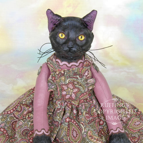 Lucinda, Original One-of-a-kind Black Cat Art Doll by Max Bailey