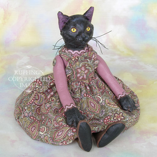 Lucinda, Original One-of-a-kind Black Cat Art Doll by Max Bailey