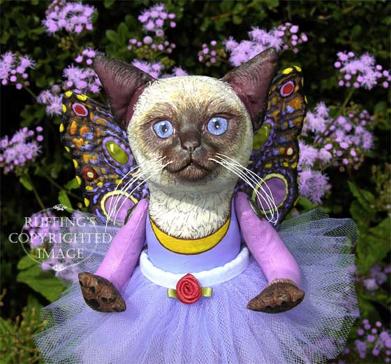 Luna the Pixie Kitten, Original One-of-a-kind Fairy Folk Art Cat Doll by Max Bailey and Elizabeth Ruffing