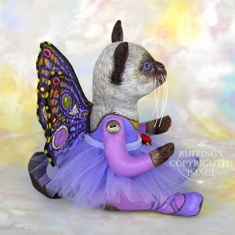 Luna the Pixie Kitten, Original One-of-a-kind Siamese Folk Art Cat Doll by Max Bailey and Elizabeth Ruffing